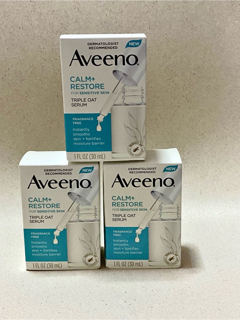 3x Aveeno Calm+ Restore Triple Oat Serum - Fragrance Free 1oz